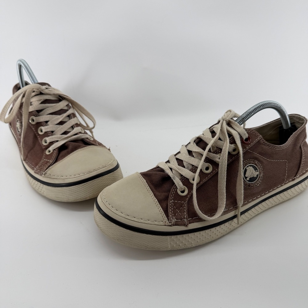 Crocs Hover Lace Up Brown Canvas Low Top Sneakers Mens 11 12826 comfort